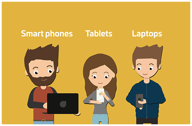 Smart phones, tablets and laptops